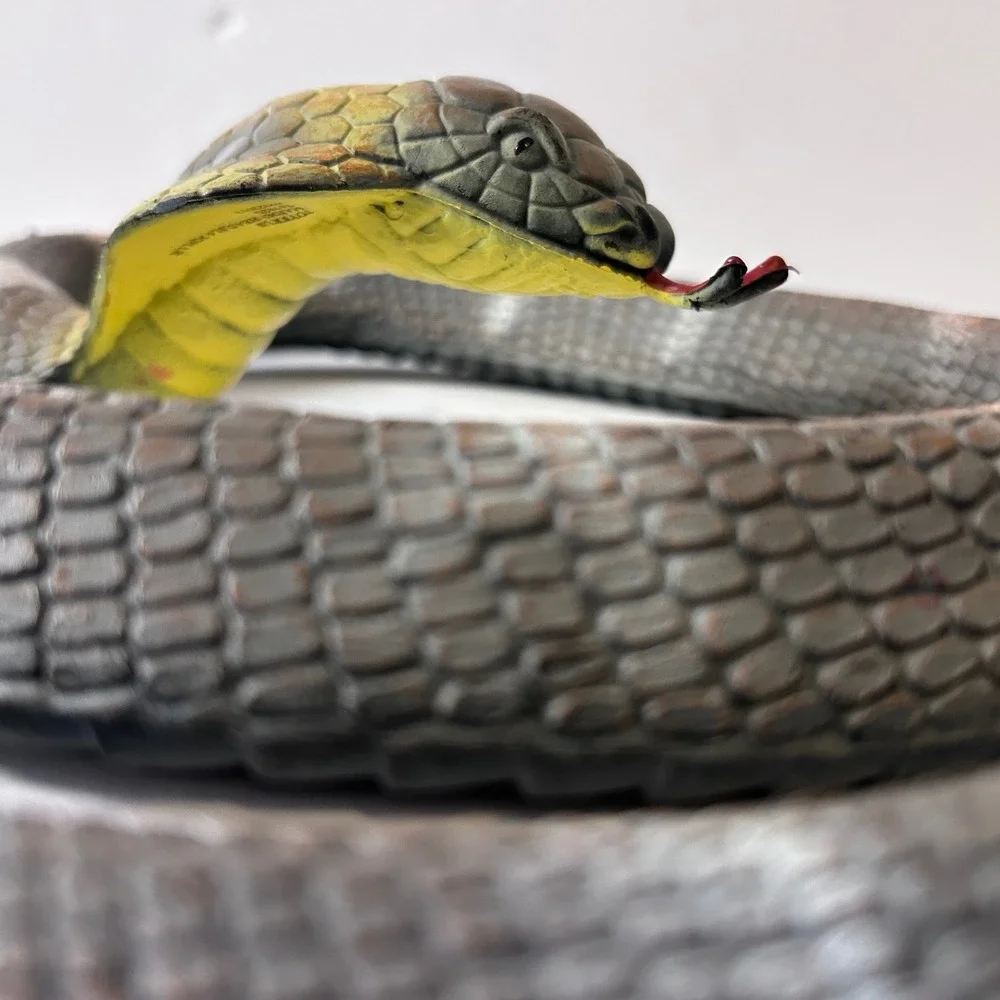 UsedToys R Us Realistic King Cobra Rubber Snake Figure 70 Inch Brown Yellow Prop